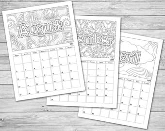 Coloring calendar Etsy photograph regarding Printable Coloring Calendar known as Coloring calendar Etsy
